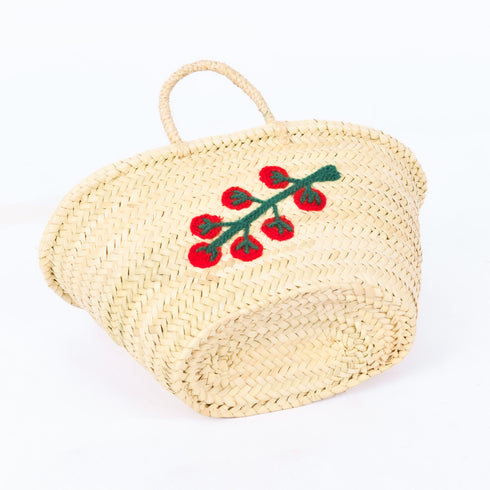 Tomato Stem Leaf Embroidered Basket - Handwoven Farmers’ Market Tote 🍅